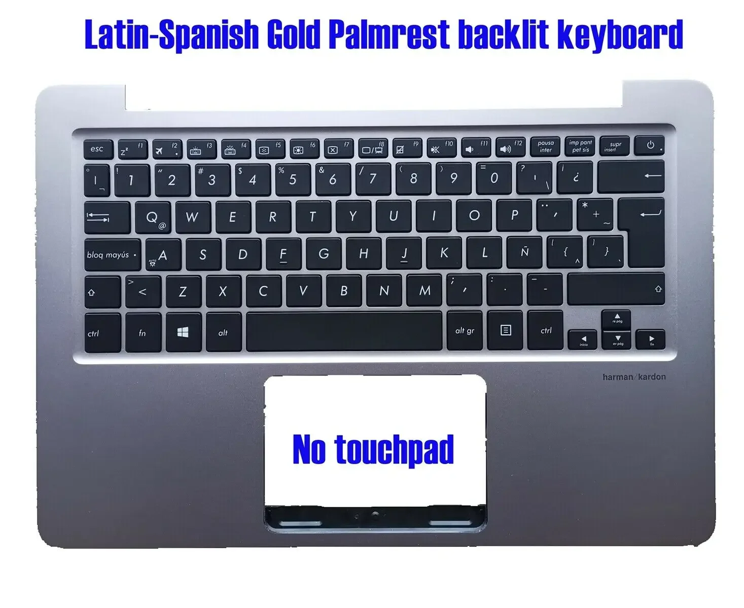 Latin-Spanish Gold Palmrest backlit keyboard for Asus UX330U/UX330UA/UX330UAK 90NB0CW2-R30170