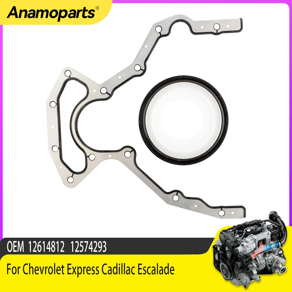 Rear Main Seal & Block Cover Gasket Set For Chevrolet Express Cadillac Escalade