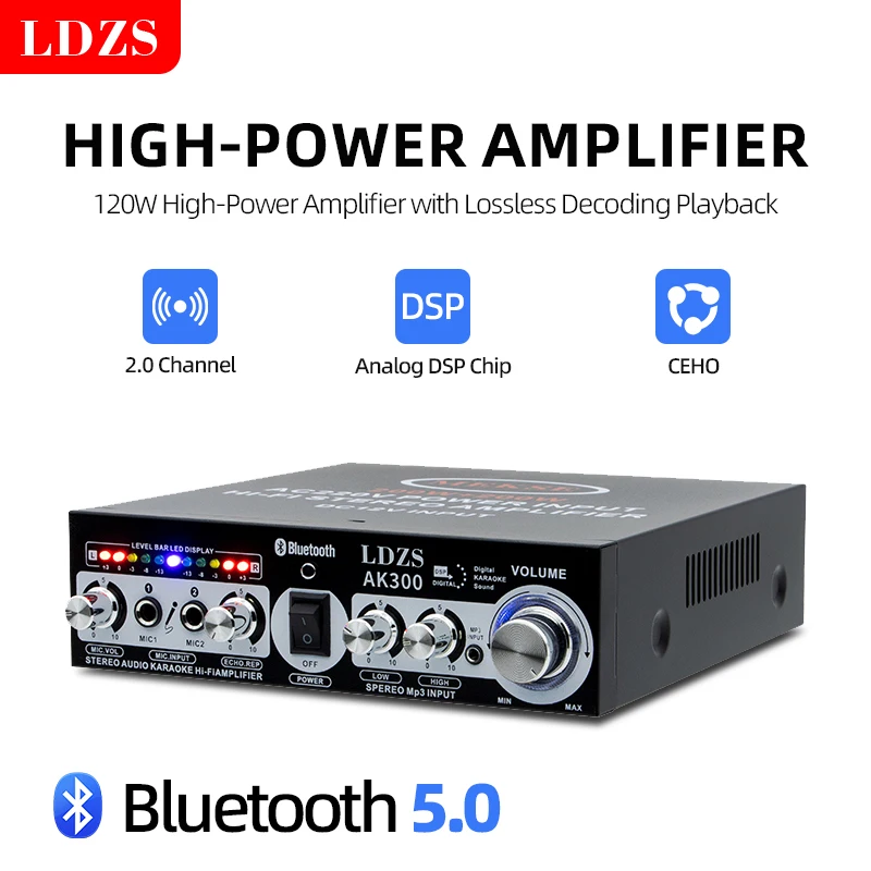 Home High-power Bluetooth Power Amplifier 2.0 Channel Constant Resistance Mini Power Amplifier Small Car Power Amplifier Multy