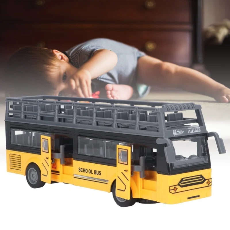حافلة التحكم عن بعد الإلكترونية 4 قنوات فتح الأبواب وظيفة تسريع RC حافلة ذات طابقين QH204 7 حافلة مدرسية #5