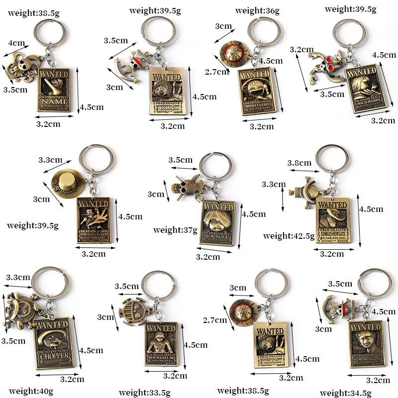 Wholesale 10PCS/Lot One Pcs Keychain Ace Zoro Metal Key Holder Badge Keyring Copper Key Chains Hat Match Double Trinket Gifts