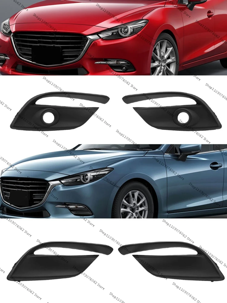 For Mazda 3 Axela 2017 2018 2019 Front Bumper Left Right Grille Fog Light Cover Black Protection Shell Fog Lights Box Frame