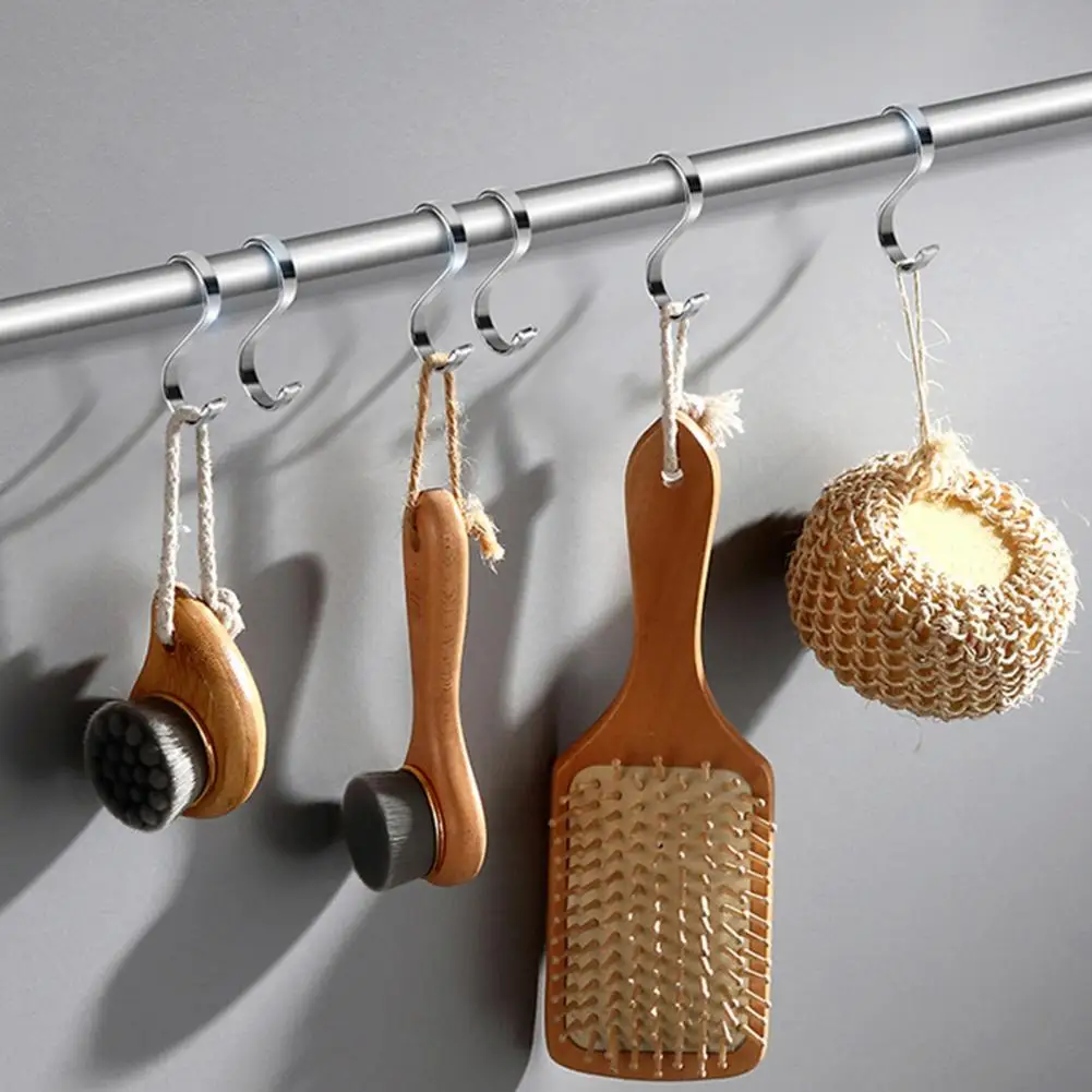 Big Size Stainless Steel S Shaped Hook Clothes Towels Hanging Hook Bathroom Kitchen Railing S Hanger Hook Clasp Holder Hooks