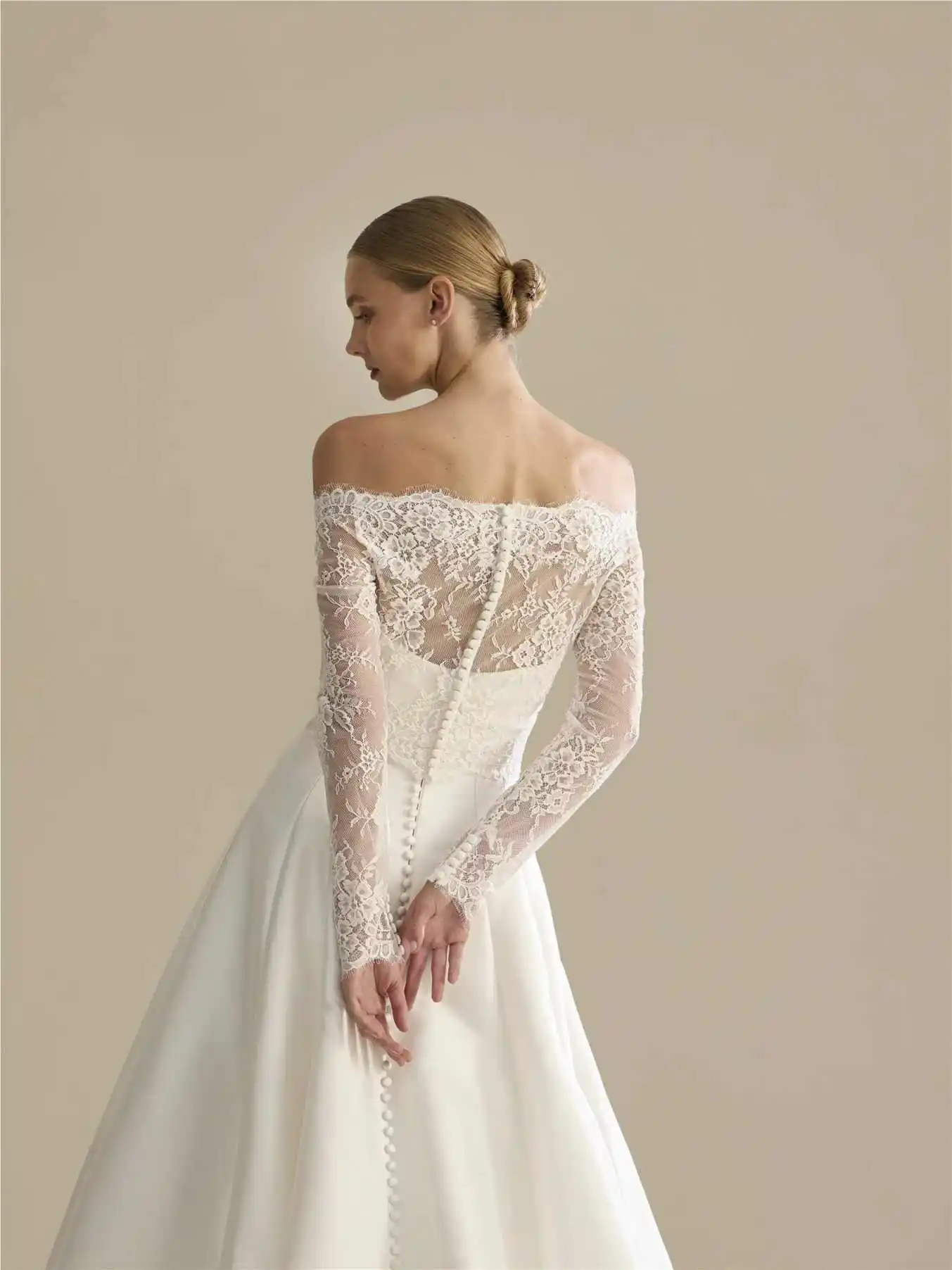 Customized Lace Women Wedding Bolero Long Sleeve Off Shoulder Illusion Bridal Wraps Jacket Custom Made