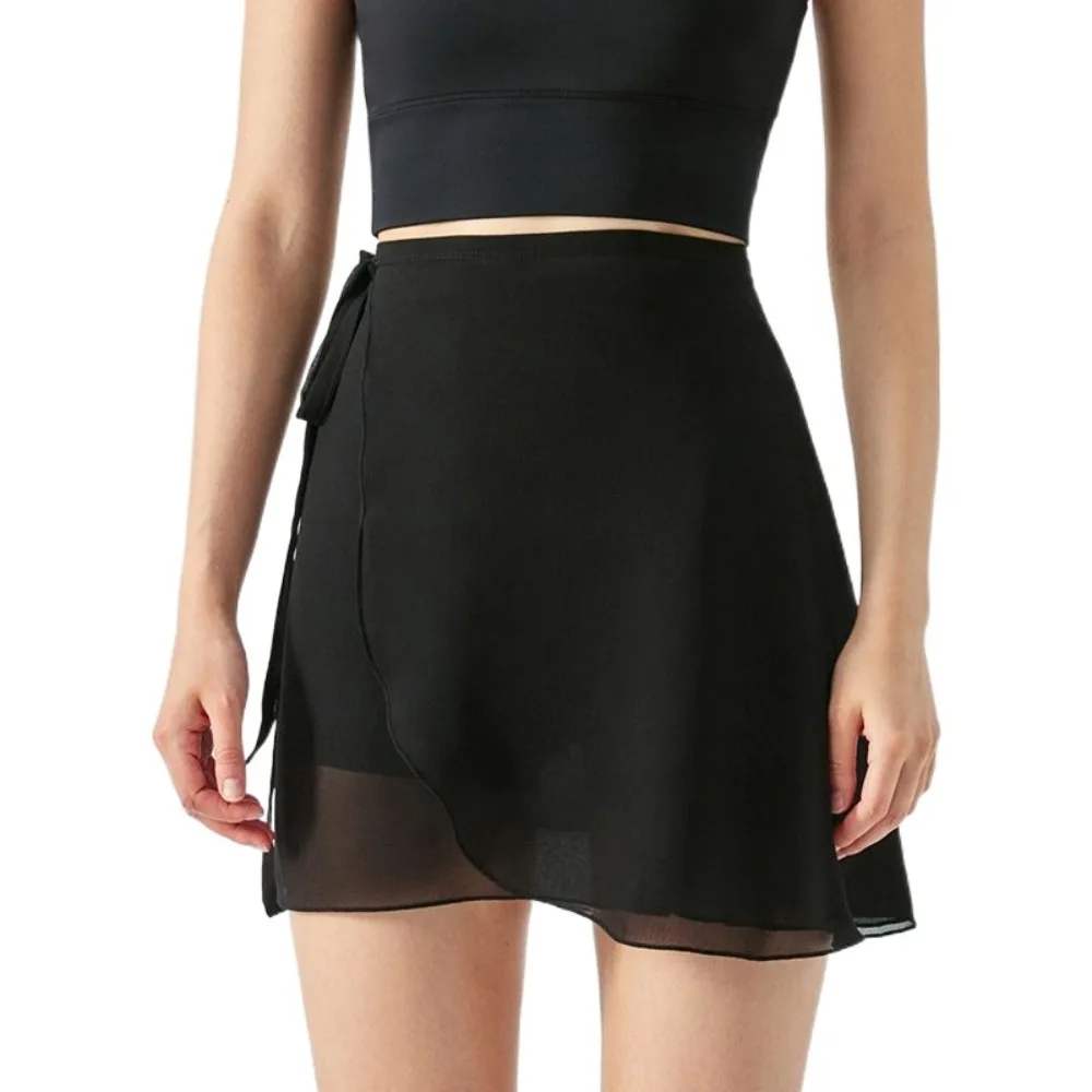 

Юбка-пачка для йоги и танцев с кружевной отделкой, на шнуровке, для тренировок, балета, танцев, сетчатая, тонкая, с защитой от просвечивания, фартук-накидка для женщин