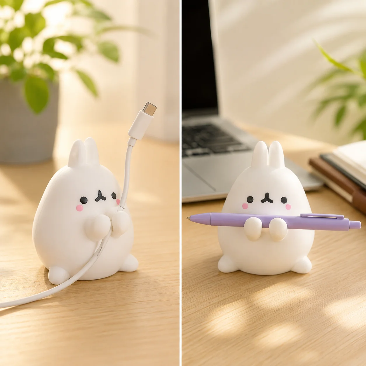 Novelty Bunny Shaped Accessory, Multi-functional Pen Holder & Cable Organizer, Cute Decoration for Desktop