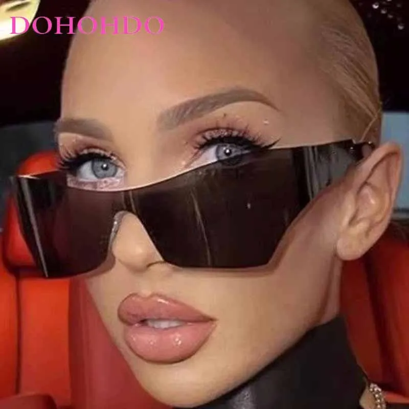 

DOHOHDO цельные солнцезащитные очки в стиле панк, женские новые мужские солнцезащитные очки Y2K, персонализированные очки без оправы «кошачий глаз», 2000-е, 90-е годы, эстетические очки