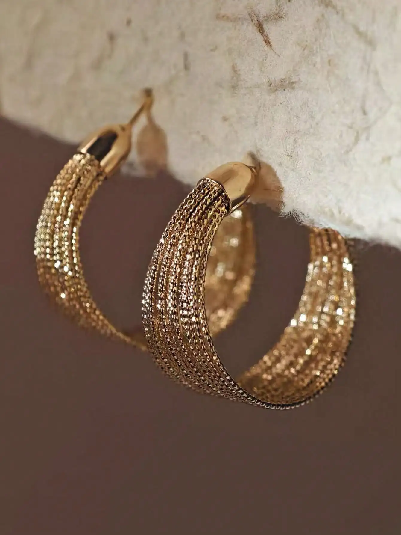 Vintage Metal Multi-layer Coil C-shaped Earrings Women Exaggerated Fashion Jewelry Daily Temperament Accessories
