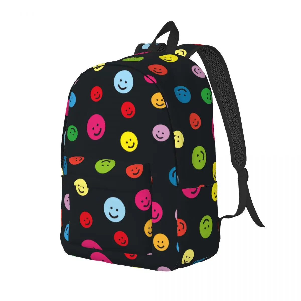 Smile Face Colorful Backpack Middle High College School Student Bookbag Men Women Canvas Daypack Lightweight