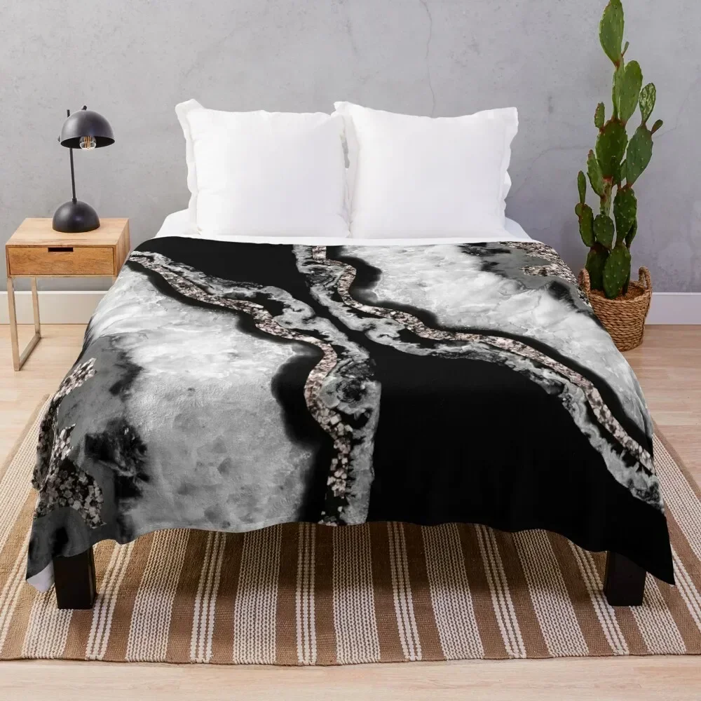 Yin Yang Agate Glitter Glam #5 (Faux Glitter) #gem #decor #art Throw Blanket Decorative Soft Throw Blanket for Couch Sofa