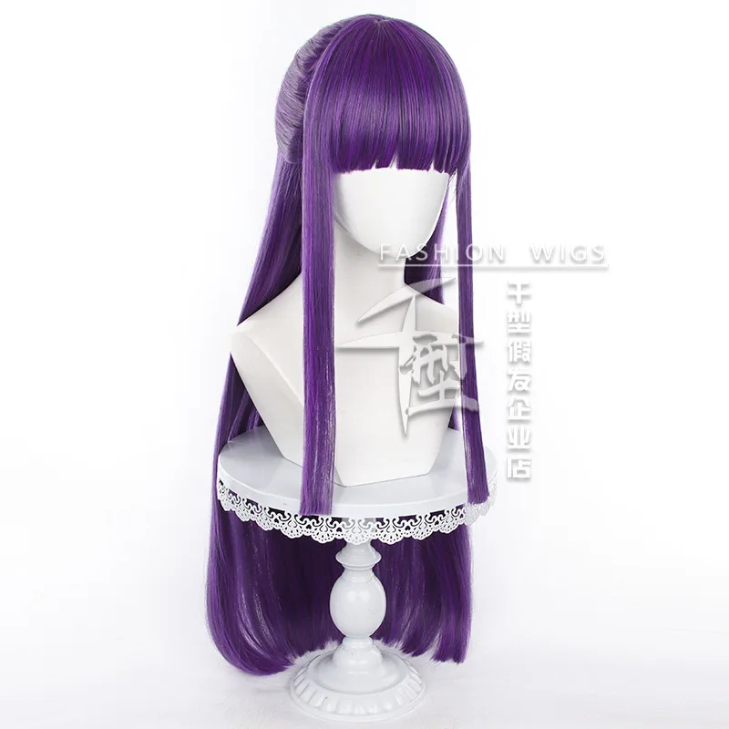 Frieren Beyond Journey's End Cosplay pelucas de helecho 80cm de largo Frieren Cosplay pelo sintético resistente al calor peluca de fiesta para mujer + gorro de peluca