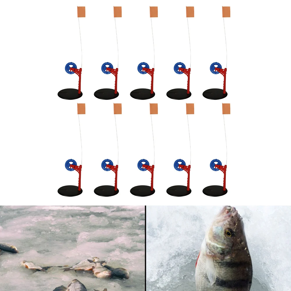 

Полный набор из 10 автоматических флагов для зимней удочки с ветрозащитным дизайном для зимней сумки для удочки на открытом воздухе и установки на платформе