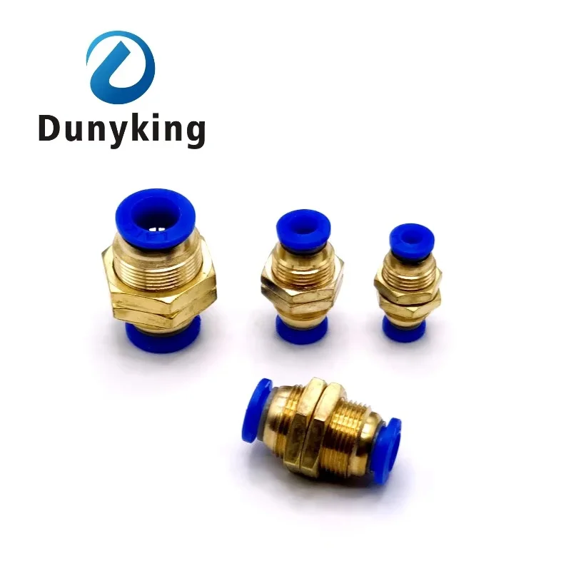 Pneumatic Fittings PM Bulkhead Straight Connectors 4/6/8/10/12 mm Push in Hose Connector Air Pipe Fitting Quick Release Fitting