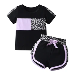 Estate bambino bambini ragazza 2 pezzi vestiti Set per 1 2 3 4 Y manica corta Patchwork Tee Top e pantaloncini bambini abbigliamento Casual per ragazze