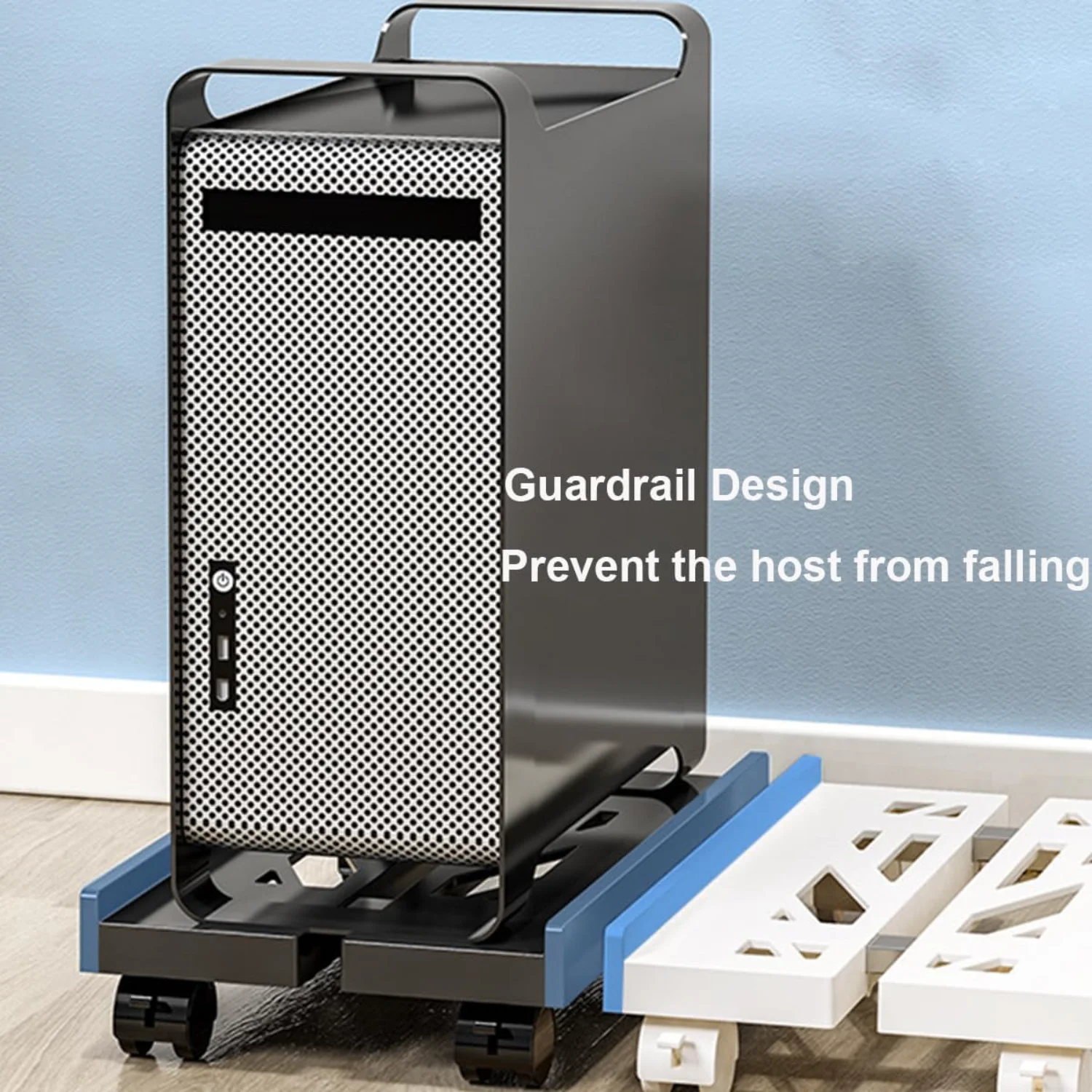 Adjustable Mobile CPU Stand, Ventilated Computer Tower Stand PC Tower Stand with 4 Caster Wheels Fits Most PC, Under Desk CPU Ho