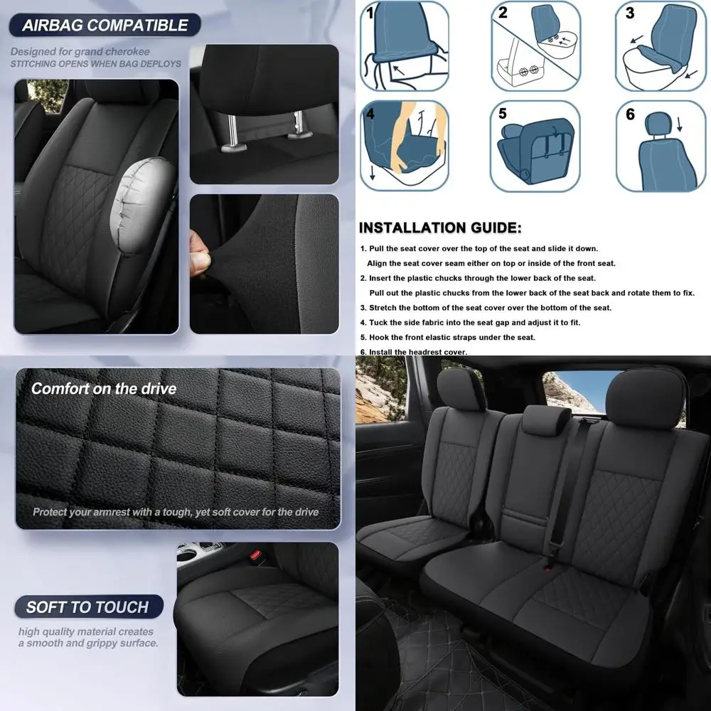 

Полный комплект чехлов на сиденья из искусственной кожи на заказ, подходят для Jeep Grand Cherokee WK2 2011-2021 Laredo Limited Overland Altitude Summit (5 Se