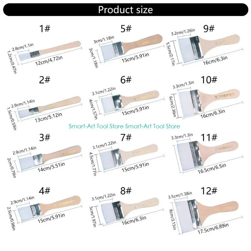 E1PB فرش فنان مسطحة E1PB ، مجموعة من 12 ، شعيرات اصطناعية لمشاريع الطلاء الزيتية الورنيش على القماش والحرف اليدوية #6