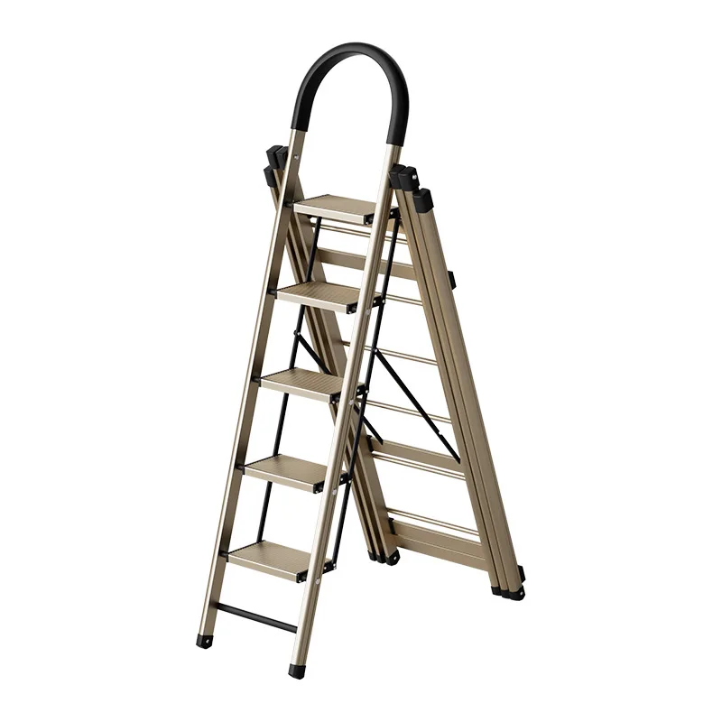 

Household folding ladder, multi-functional, herringbone ladder thickened aluminum alloy folding clothes drying