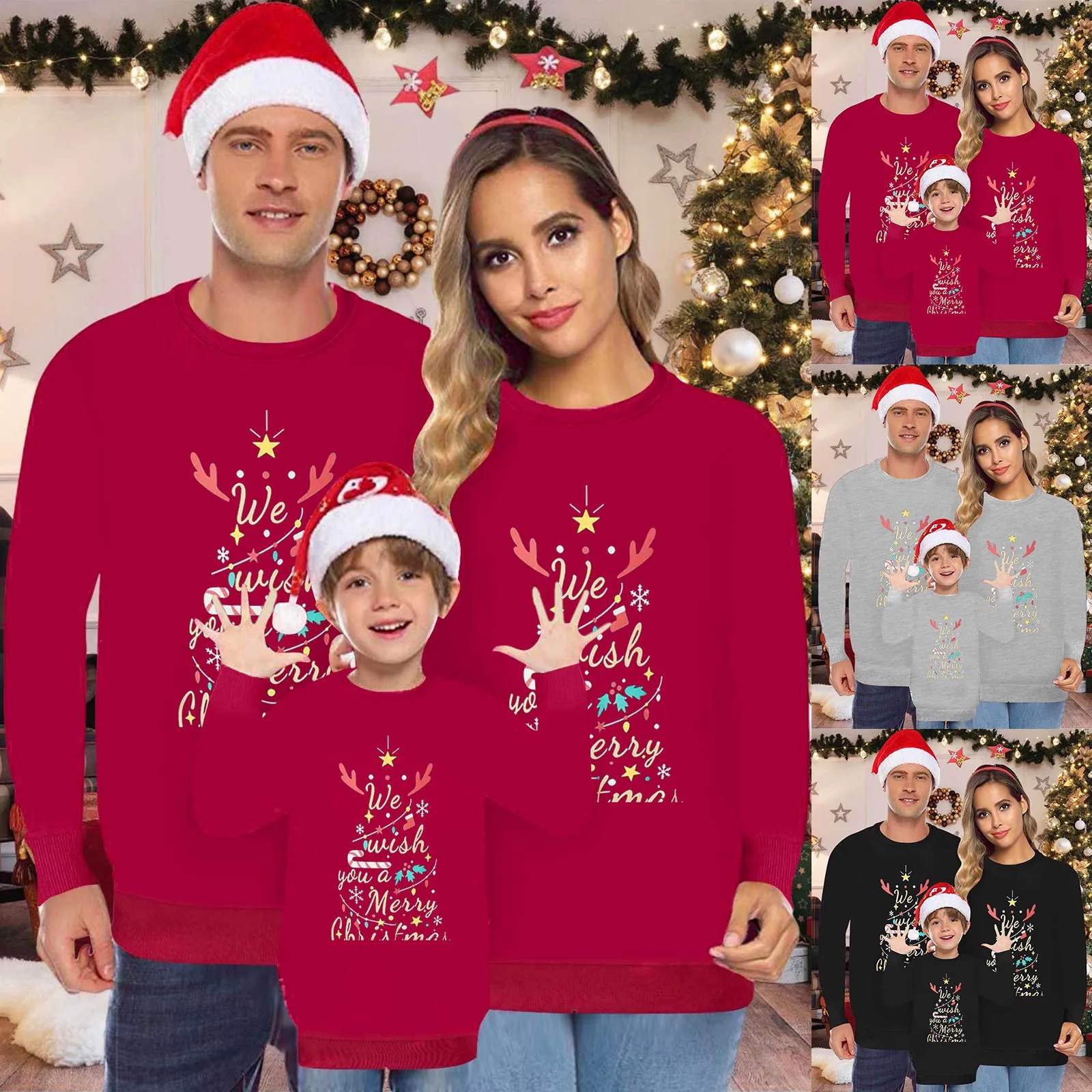 

Family Christmas Matching Outfits Xmas Party Gifts Print Pullover Mother Father Daughter Son T-shirt Kids Girls Boys Clothing