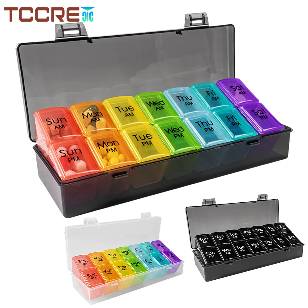 

1PCS Weekly Pill Organizer 2 Times a Day - Am/Pm Daily Pill Case, Medicine Pill Box for Vitamin, Cod Liver Oil, Supplements