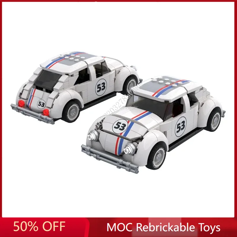 328PCS MOC Speed Champions Herbie Edition Beetle SportsCar Model Building Blocks Technology Bricks DIY Assembly Kids Toys Gifts