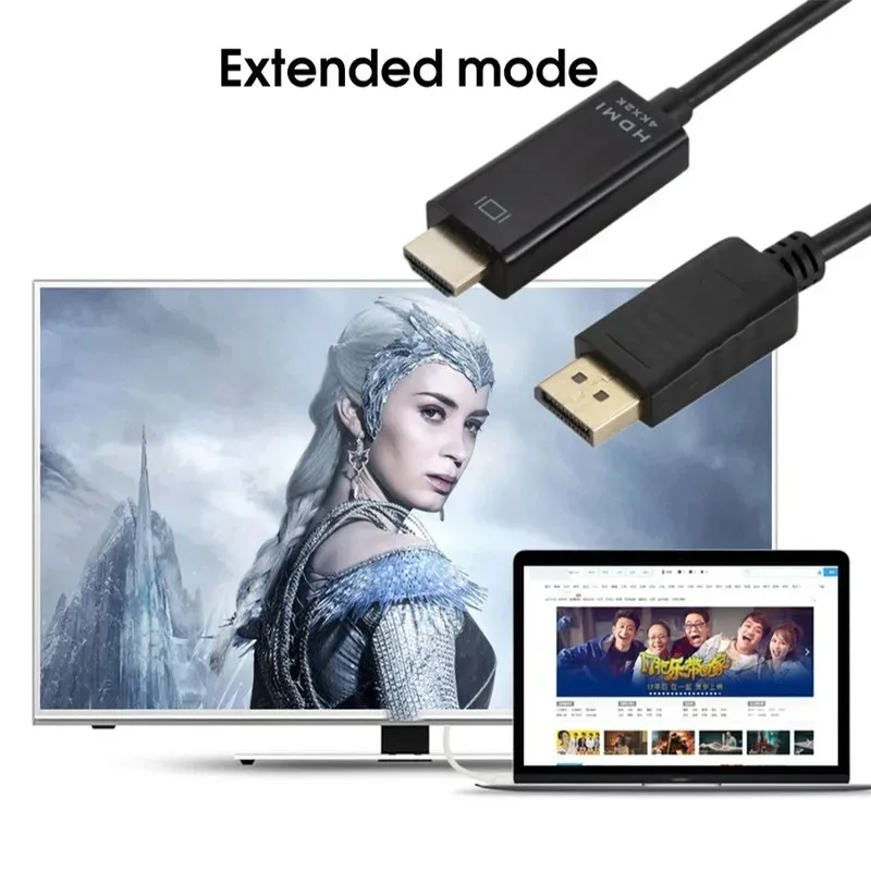 GRWBEOU-4KディスプレイポートからHDMI互換アダプター、コンバーター、オスケーブル、ビデオ、オーディオ、PC、TV、1.8m