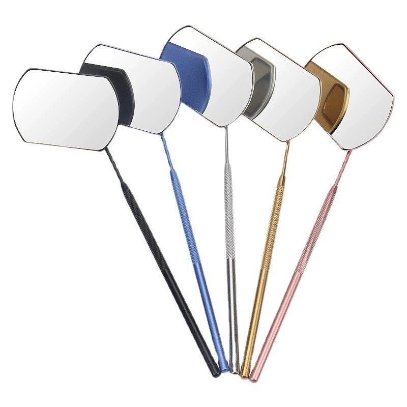 Miroir ovale multi-couleurs en acier inoxydable, contrôle multifonction, Extension de cils, maquillage de beauté, outil de miroir Portable, 1 pièce