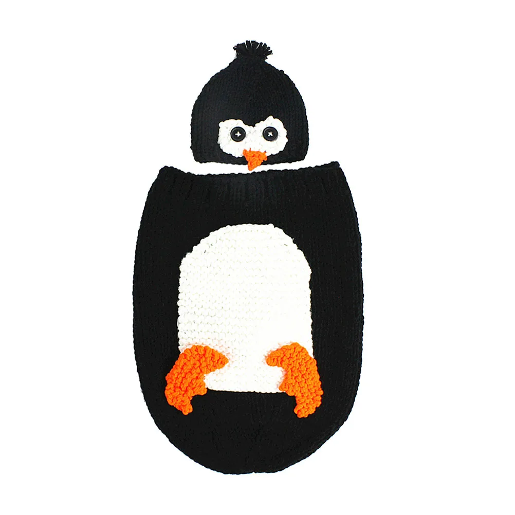 

Newborn Photography Props Penguin Cartoon Style Hand-Knit Crochet Baby Photography Outfit for 0-6 Months Baby Photo Props