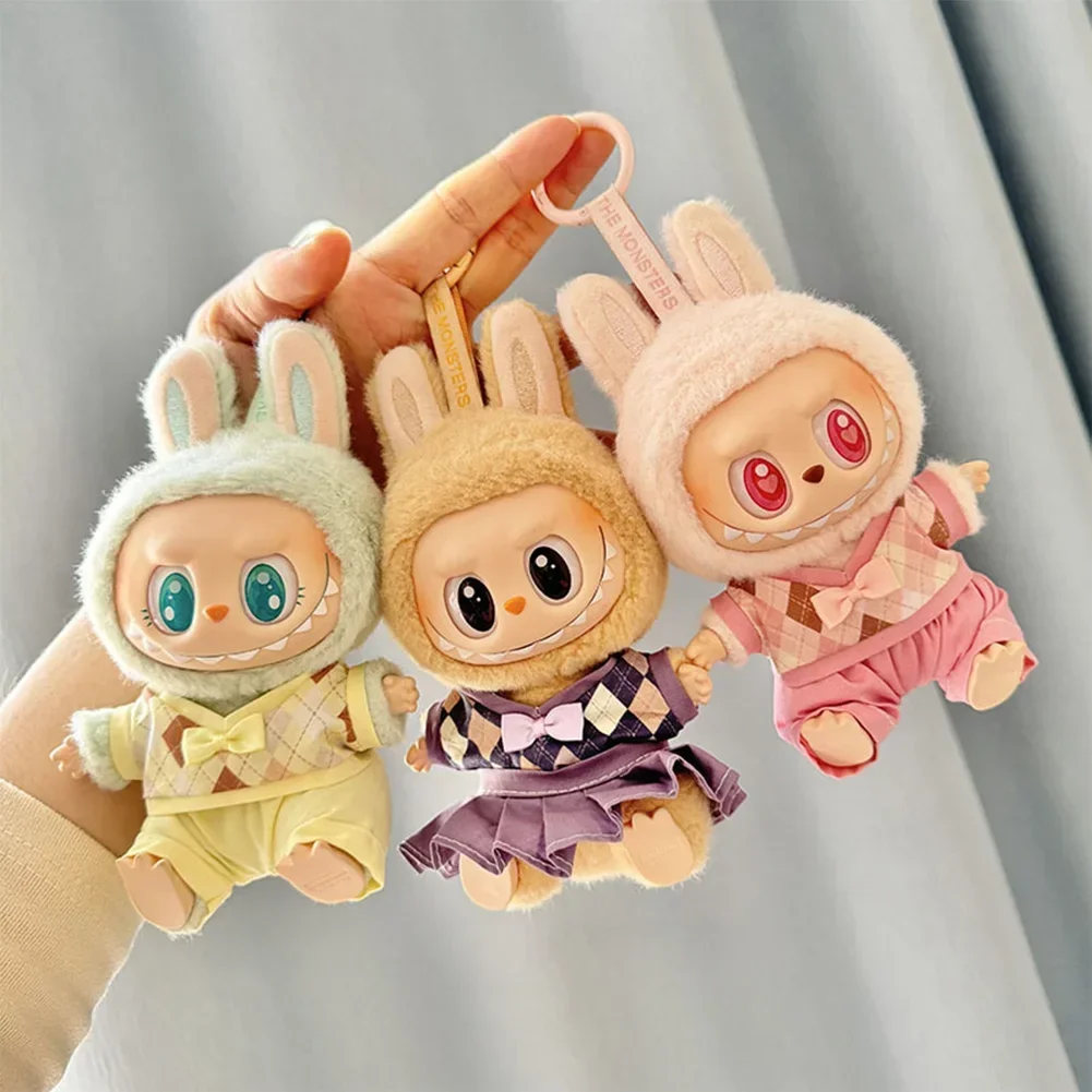 Mini Plush Doll'S Clothes Outfit Accessories For Korea Kpop Exo 15-17cm V1V2 Labubu Idol British couple JK suit Clothing Gift