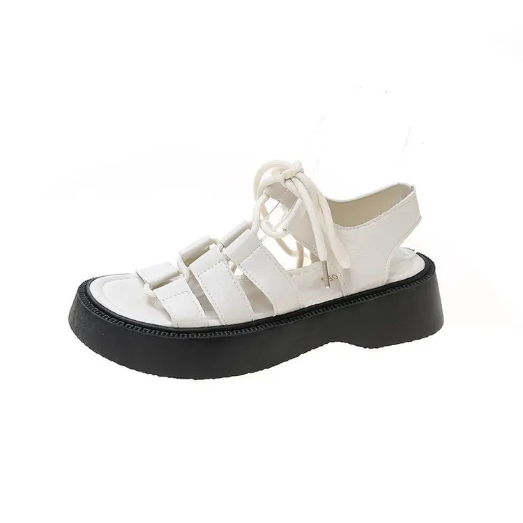 Zuecos con tacón, zapatos de moda para mujer, sandalias femeninas gruesas de lujo, nuevas chicas bajas, Retro, verano, Beige, gladiador, comodidad, sólido P, 2024