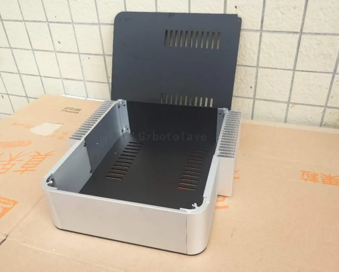 Amplificador de alumínio chassi tubo amp pré-amplificador de áudio amplificador de fone de ouvido caixa diy com radiador de resfriamento de lados duplos