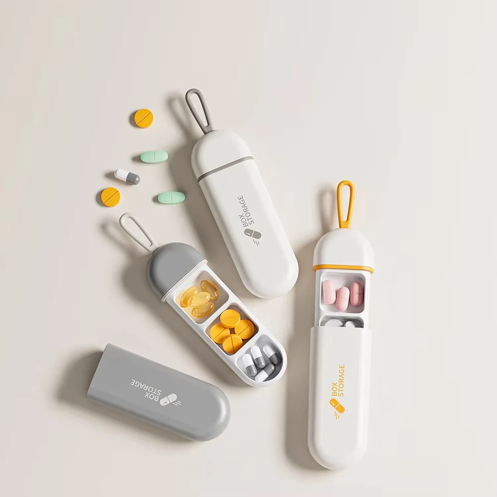 Portable 3 Spaces Medicine Case Colorful Health Care Container Organizer Pill Box Splitter Travel Tiny Storage Pill Carry Boxes