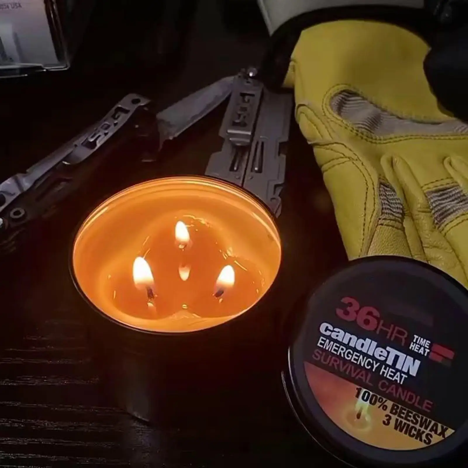Survival Candles Tea Light Candles with Jar 36 Hours Long Burning 3-Wick Light Source Gear for Home Preparedness and Outdoor