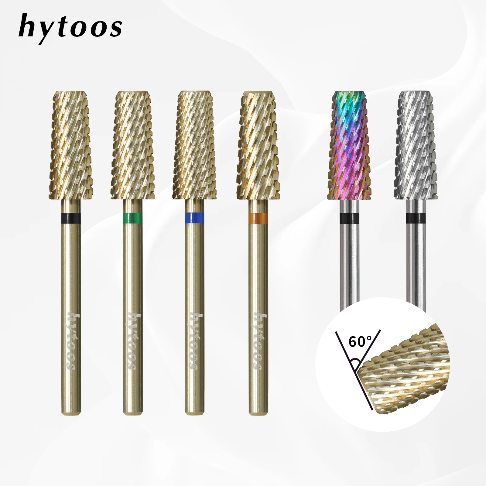 HYTOOS Safety Tapered Nail Drill Bits Pro Chamfer Carbide Nail Bit for Gel Polish Removal Electric File Drills Accessories Tools