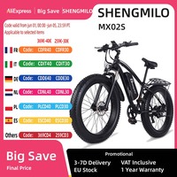 Shengmilo MX02S Electric Bicycle Adult ebike 1000W Men's E-Mountain ebike 48V17.5AHBattery,26 Inch Wide Tyre Men's Electric Bike