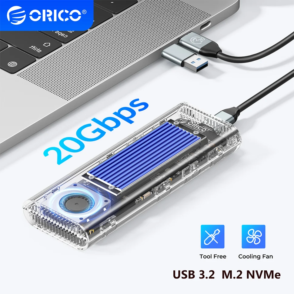 

ORICO 20Gbps M.2 NVMe SSD Enclosure USB 3.2 3.0 External Hard Drive Case M2 Solid State Drive House M Key HD Storage Box For PC