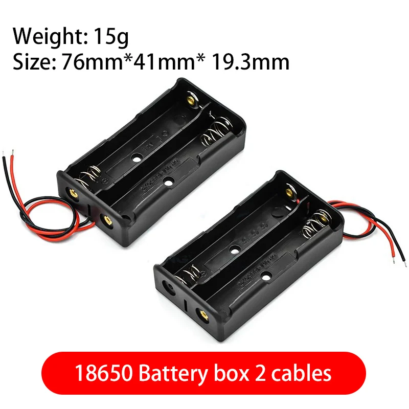 New 18650 Power Bank Cases 2X 7.4V with DC head 18650 Battery Holder Storage Box Case 2 Slot Batteries Container With Wire Lead