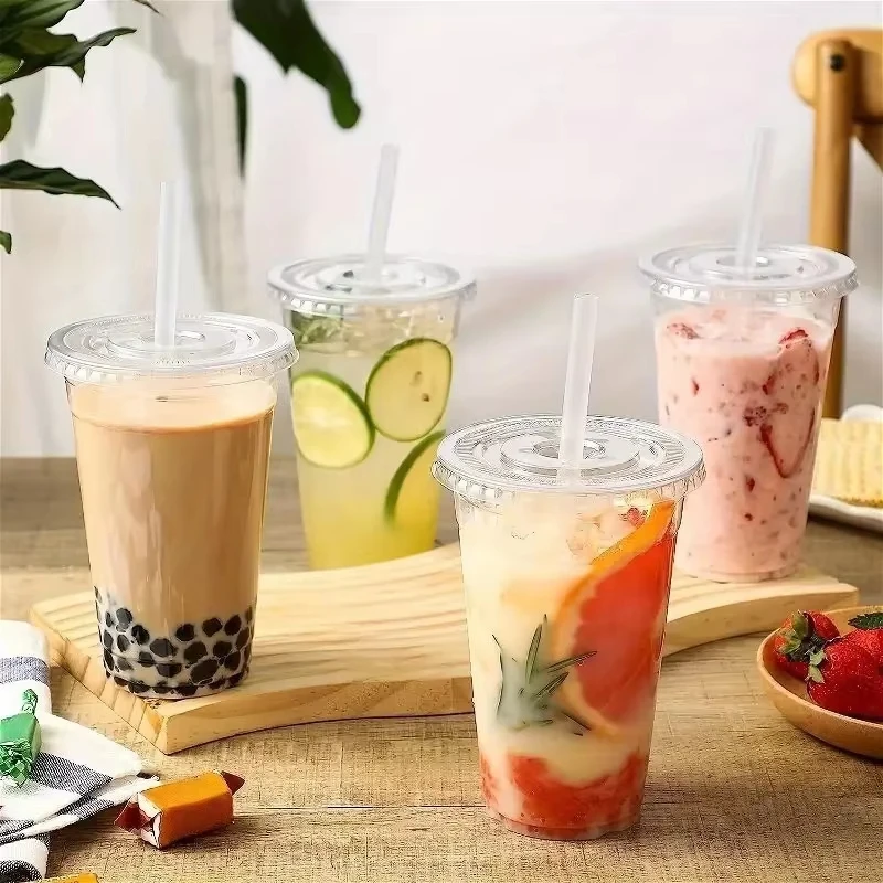 50PCS 12/16/20OZ Disposable Plastic Cups with Lids Iced Coffee Outdoor Picnic Clear Cup Cold Drinks Birthday Party Supplies view 5
