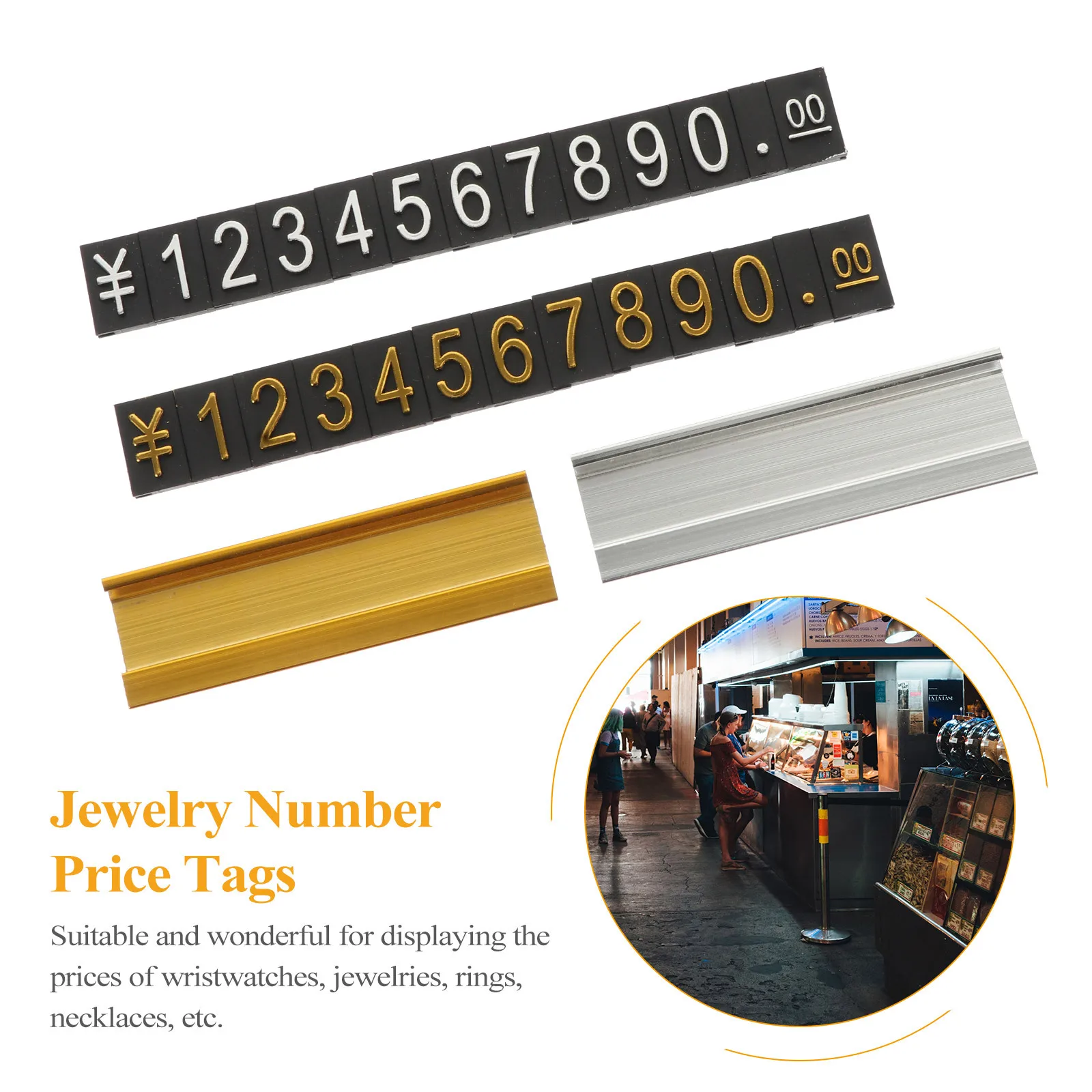 

10Pcs Aluminum Alloy Price Tags Commodity Price Display Signs Simple Generous Design Easy Operate Stereoscopic Numbers High-End