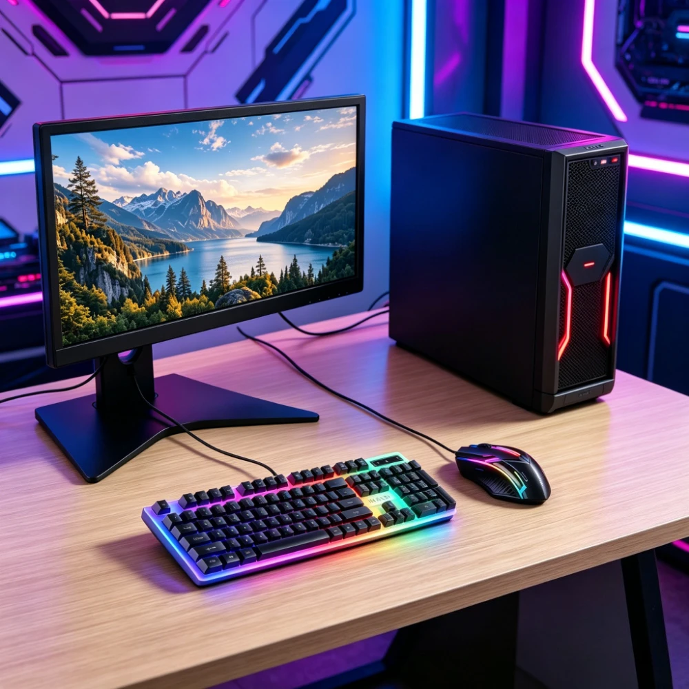 Rainbow backlit wired gaming keyboard and mouse set, plug and play wired keyboard and mouse combination, suitable for indoor leisure, e-sports and office peripherals of desktop and laptop computers view 8
