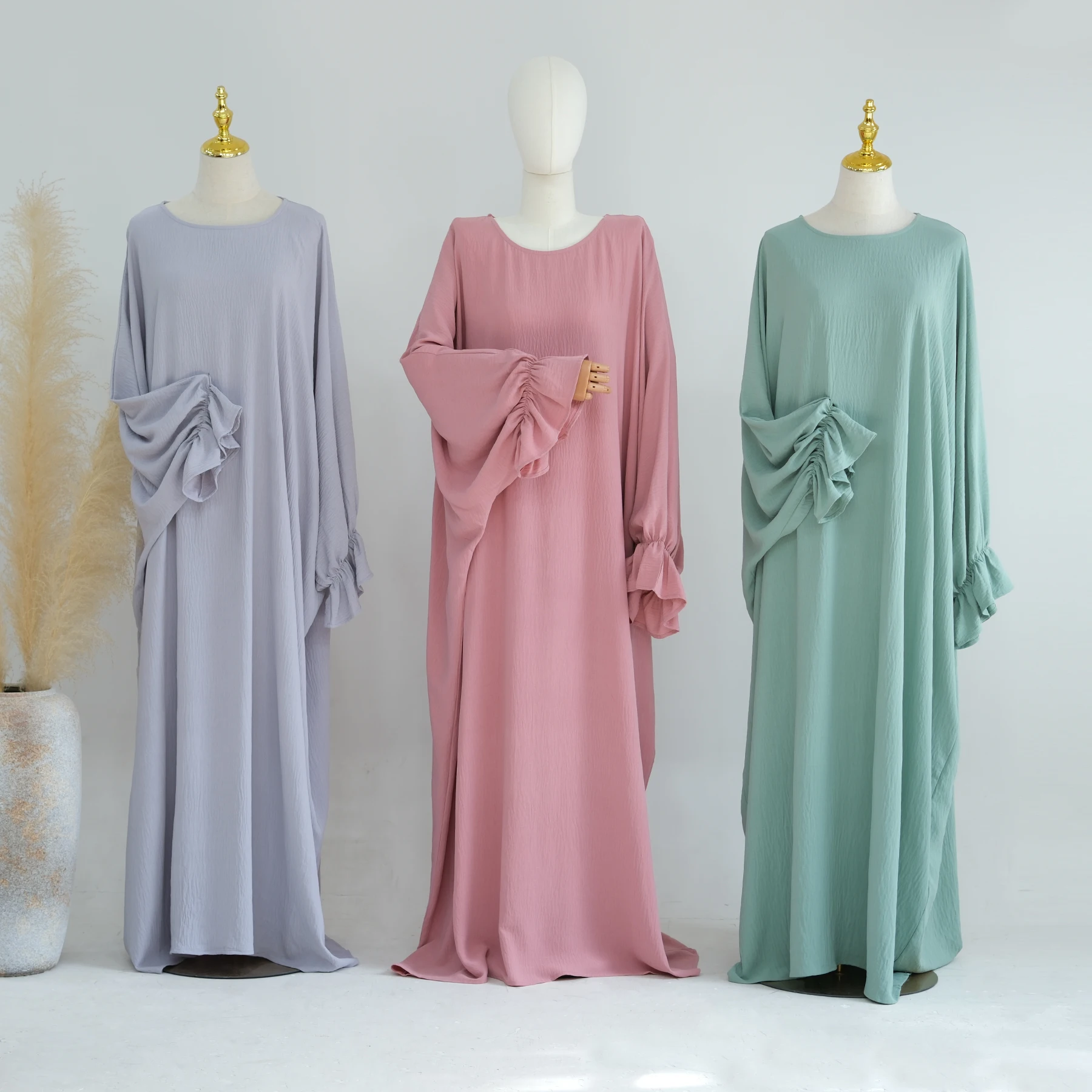 

Kaftan Dubai Turkey Robe Women Muslim Plain Maxi Dress Modest Jalabiya Eid Ramadan Djellaba Islam Clothing Prayer Garment Abaya