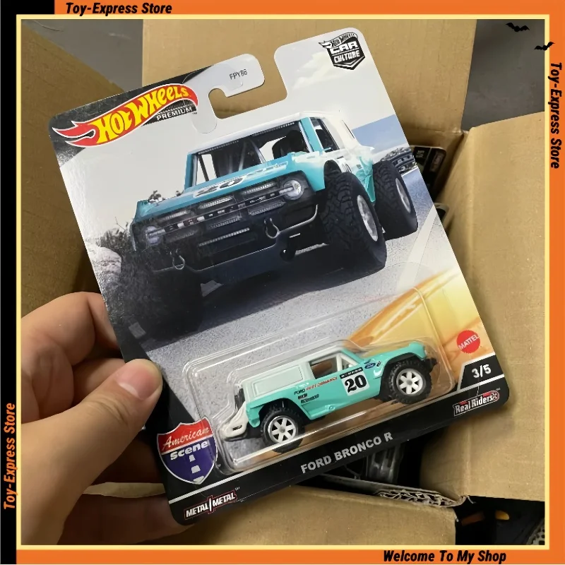 

Hot Wheels Премиум Культура автомобилей 2022 Американская сцена Hotwheels 1/64 Модель автомобиля Ford Bronco R Коллекционная модель из сплава для мальчиков Детские игрушки