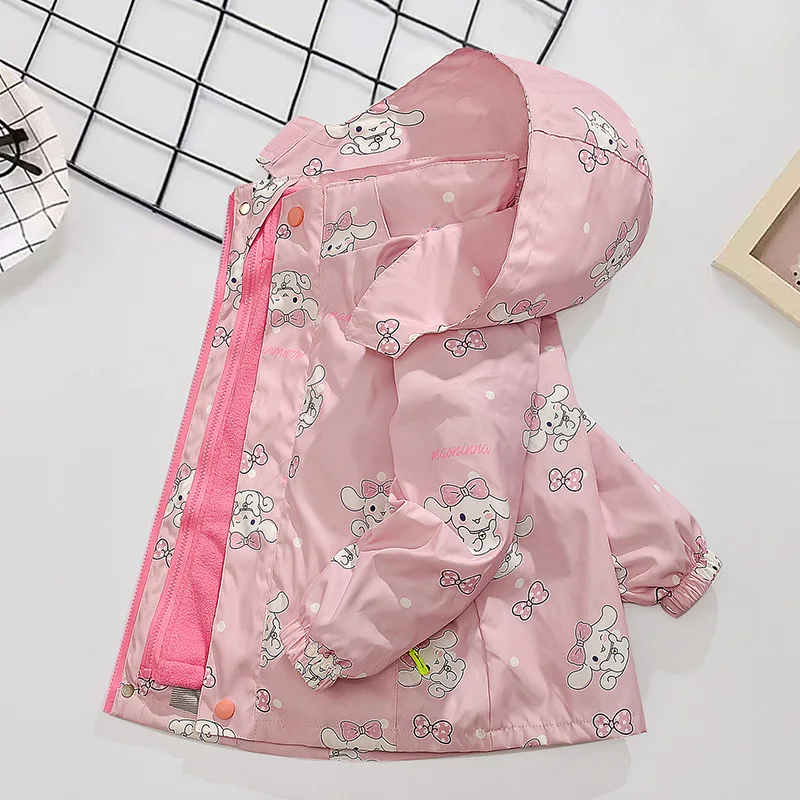 Veste en peluche Anime Sanrioed Kuromi pour enfants, coton à capuche, poignées amovibles de dessin animé, coupe-vent décontracté, chaud, extérieur, automne, hiver, cadeau