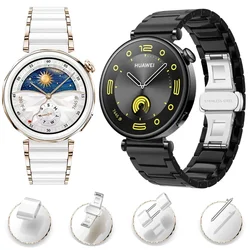 Ceramic Watch Band for Huawei Watch 5/GT5 Pro 42mm/GT5/GT4 41mm Metal Wristband Correa for 18mm Watch Replaceable bracelet Strap