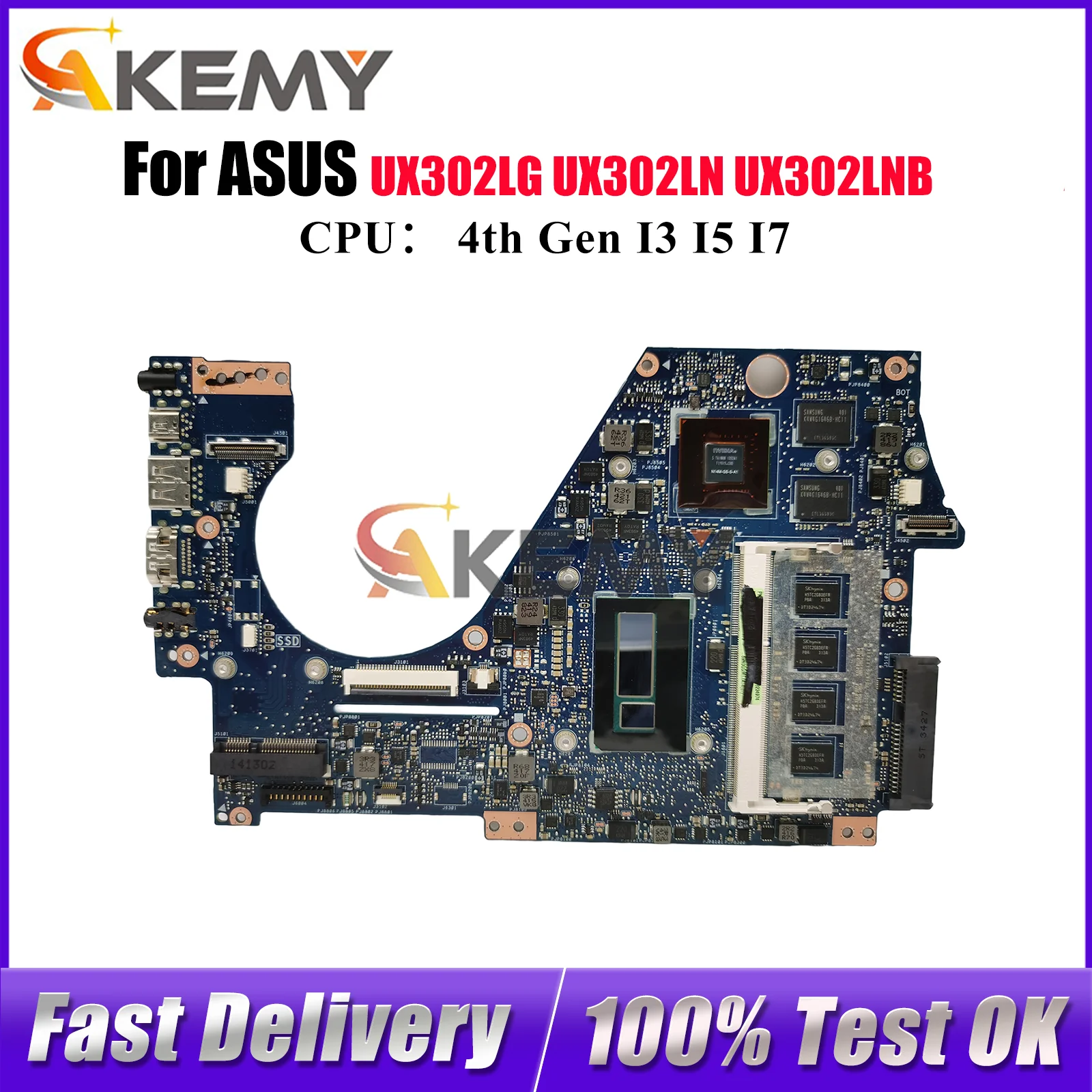 

UX302LG Материнская плата для ноутбука ASUS ZenBook UX302LG UX302LNB UX302L UX302LN Материнская плата для ноутбука с процессором I3 I5 I7 111% тестирование ОК