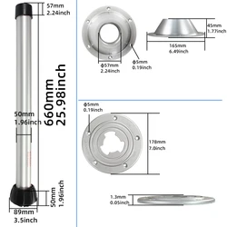 66CM/75CM Telescopic Table Base Rotatable and Removable Motorhome Caravan Camping Equipment Parts RV Boat Table Leg Accessories