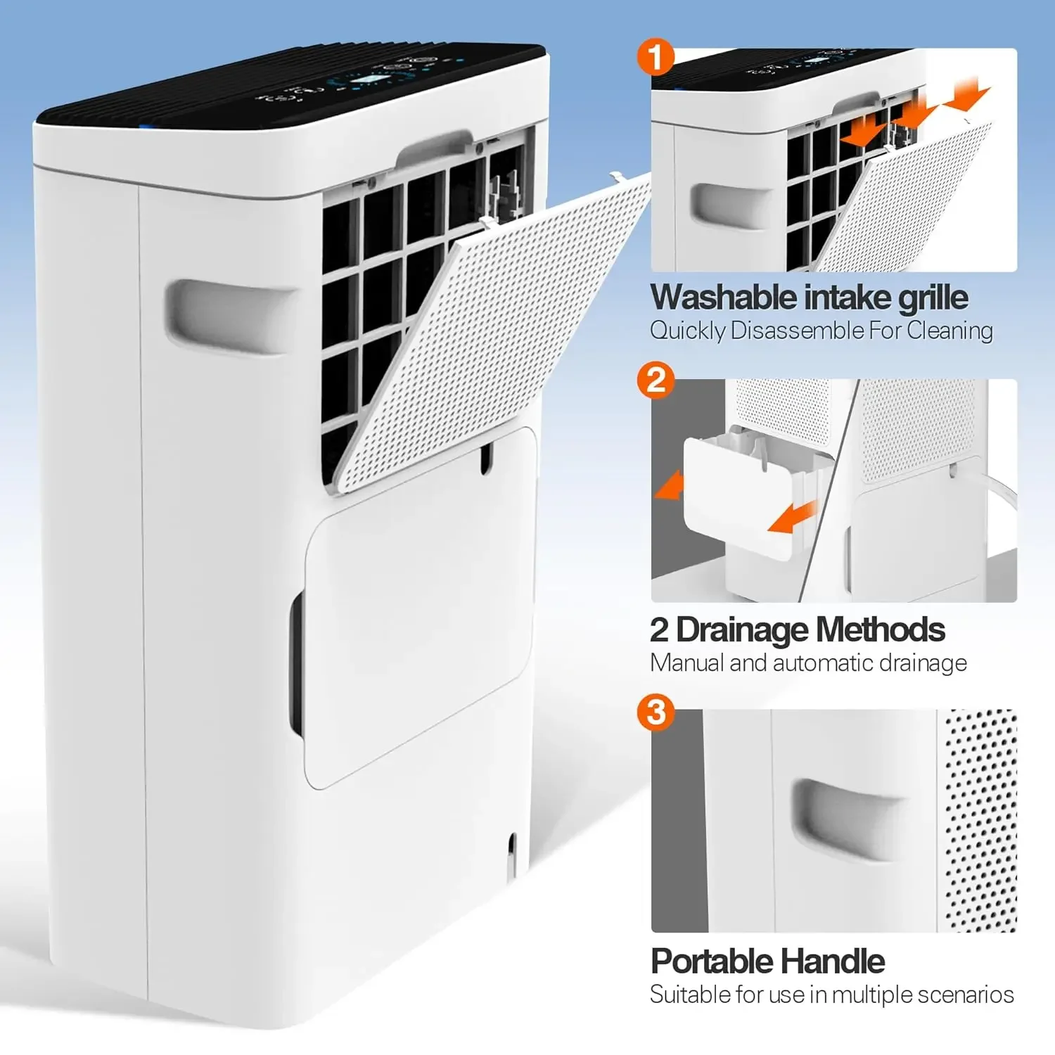 Deumidificatore 30 pinte 1500 piedi quadrati, deumidificatori per la casa, deumidificatore con tubo di drenaggio nel bagno nel seminterrato e