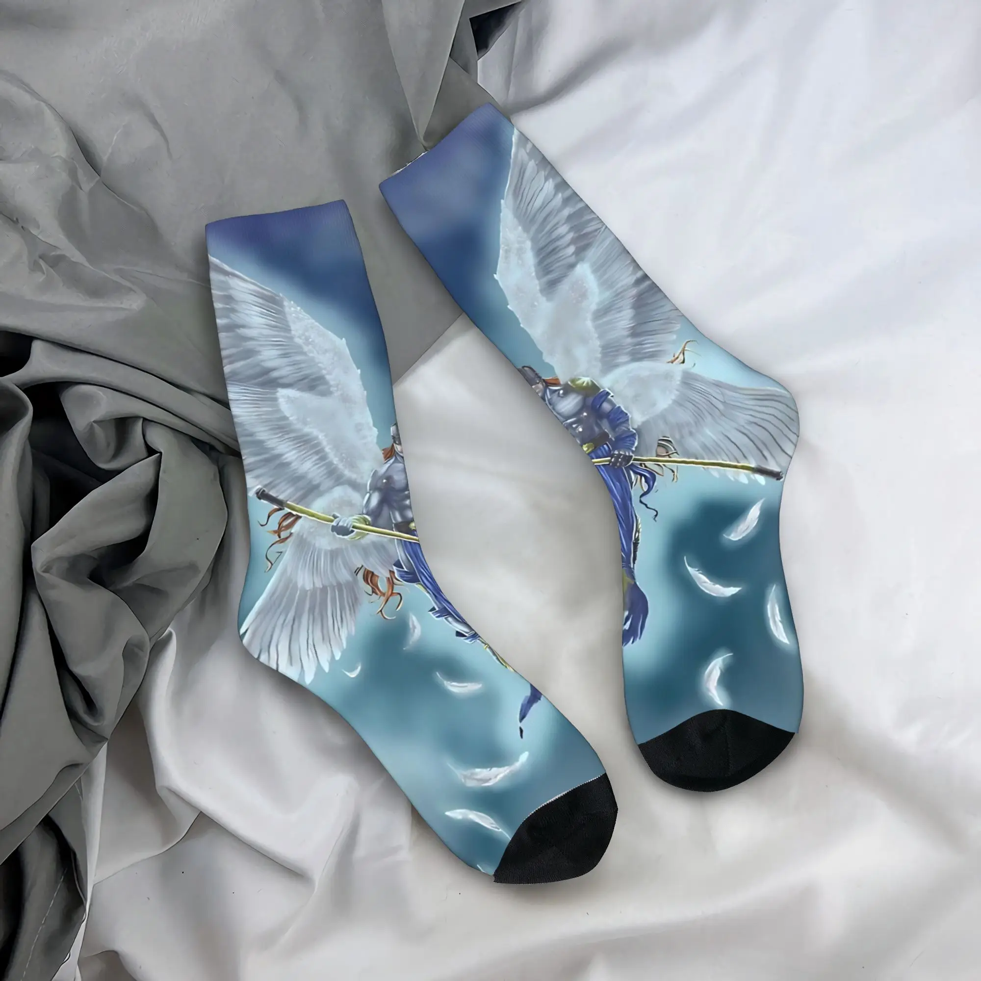 Funny Sock Bandai Digimon Angemon  Rock Seamless Pattern Printed Men Crew Socks Novelty Men's Socks view 5