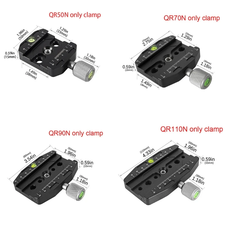 Aluminium 50mm/70mm/90mm/110mm Quick Release Clamp Tripod Ball Head Mount Clamp for Arca-Swiss Standard Camera Monopod