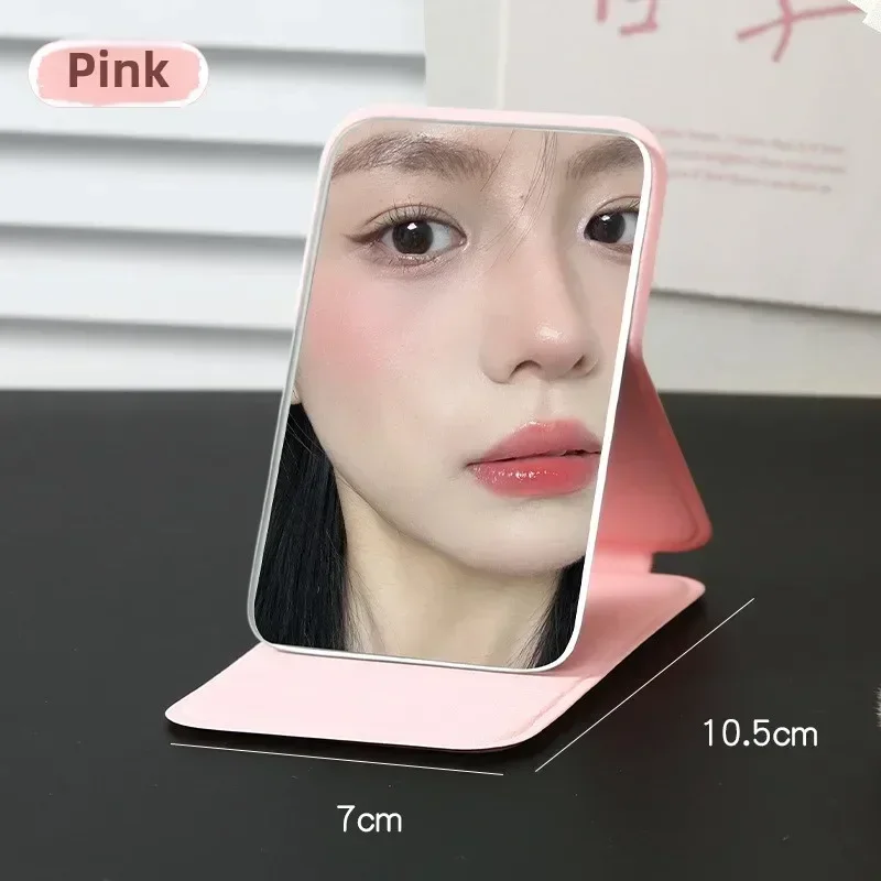 3Color Desktop Make Up Mirrors PU Leather Portable Handheld Makeup Mirror Foldable Student Compact Cute Pocket Mirror New